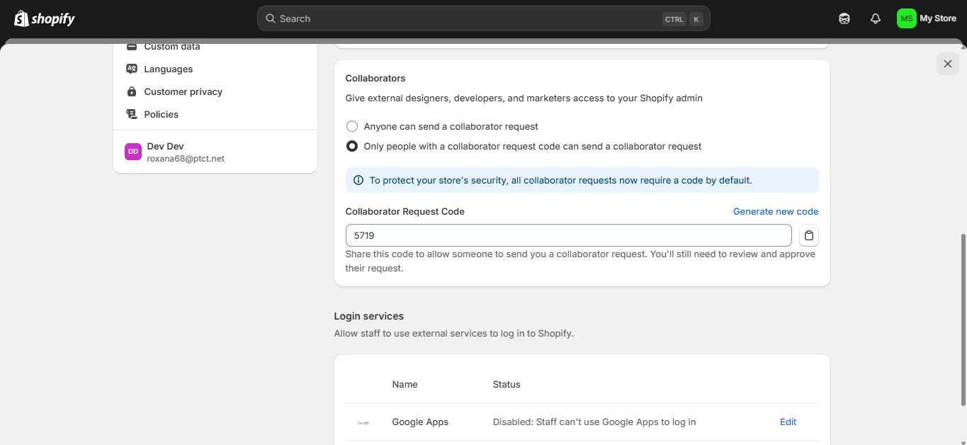Collaborator request code