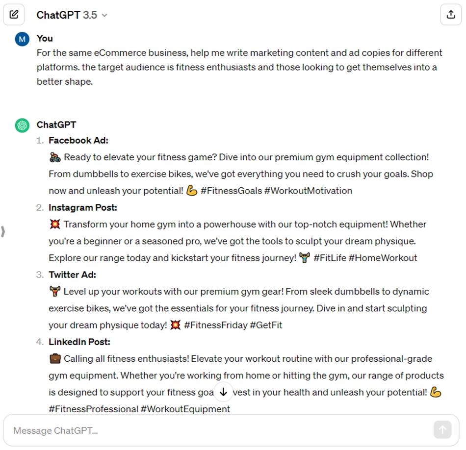 Use of chat GPT for Marketing Material