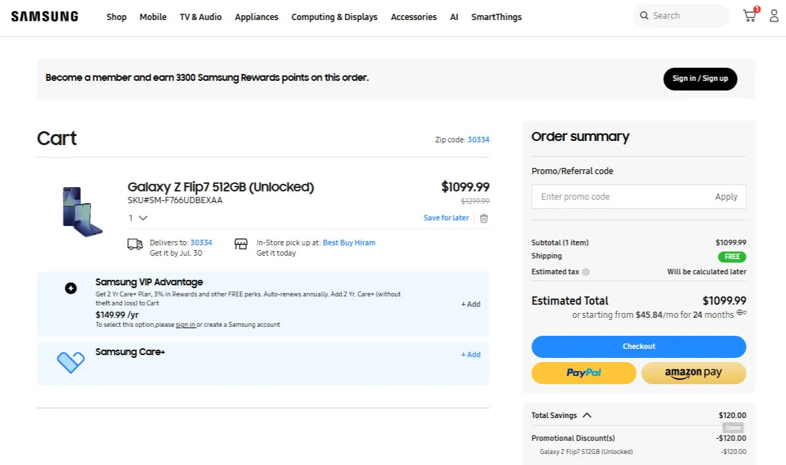 Samsung-Checkout