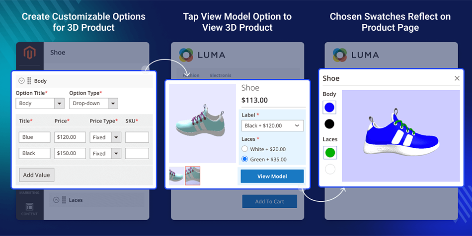 Features of 3D Product Configurator for Magento Stores