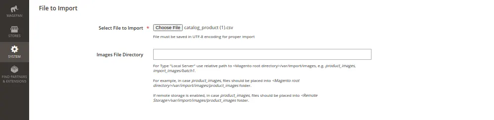 Upload your CSV file using Choose File