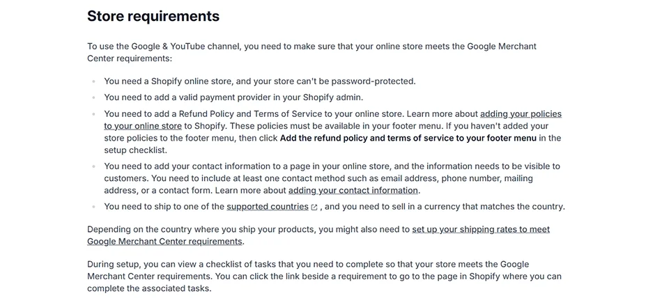 Store Requirement